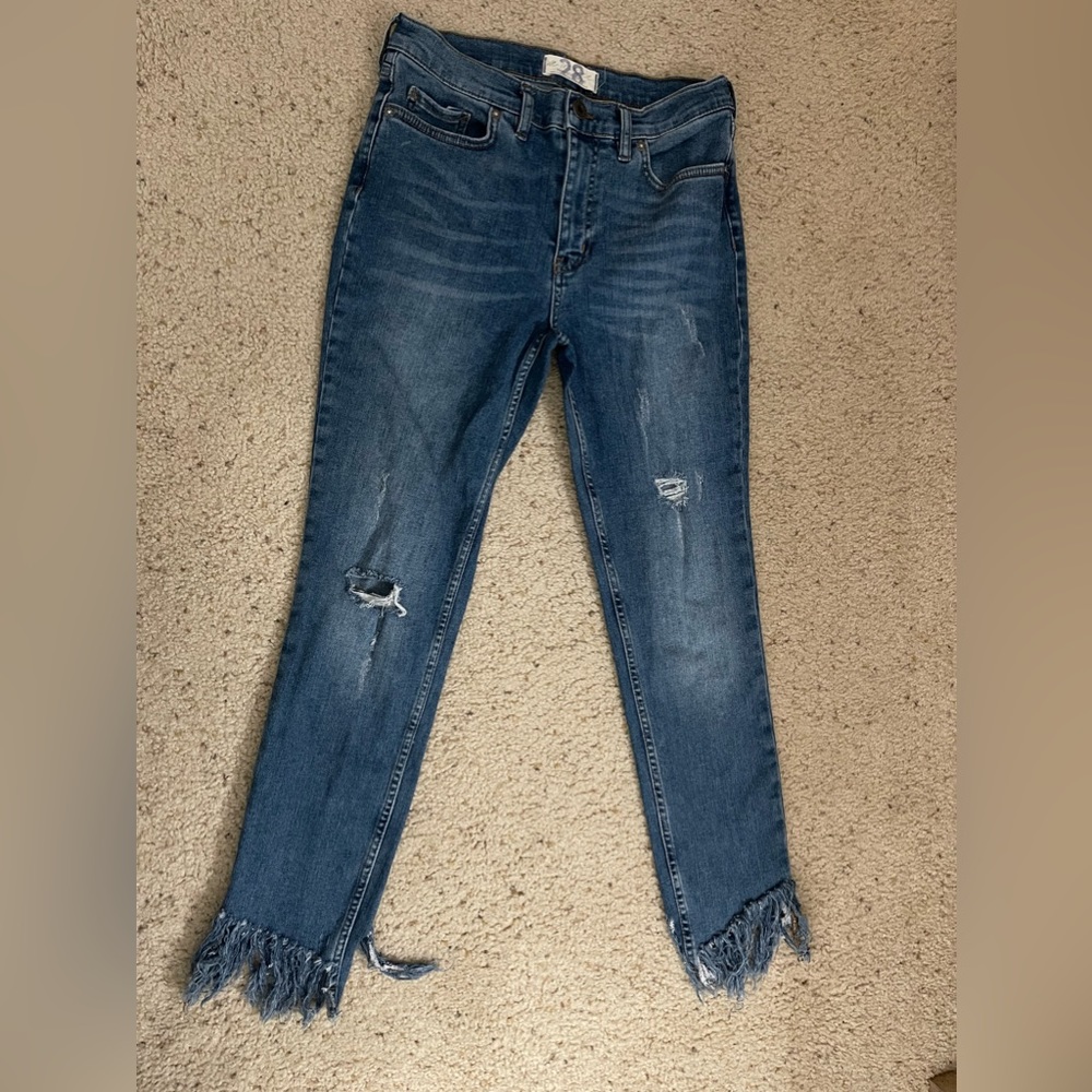 Free People Fringe Bottom Jeans